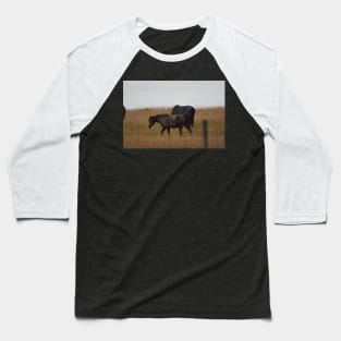 Dark Brown Wild Horse Baseball T-Shirt